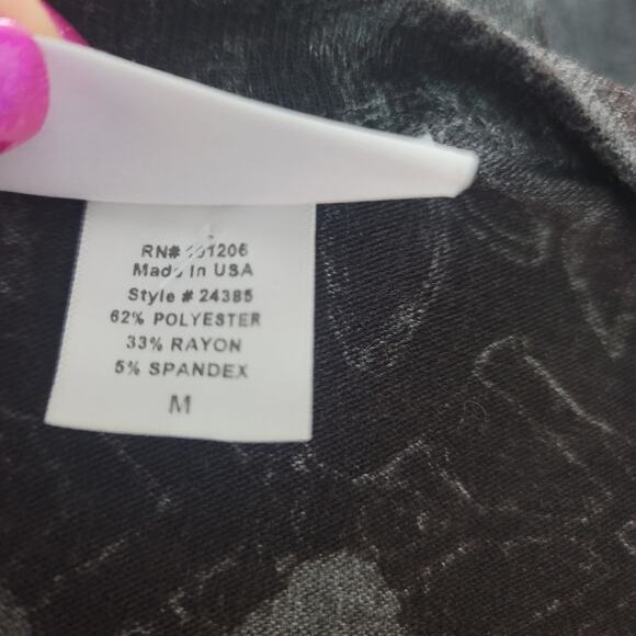 Soft Surroundings BlackGray Floral Long Sleeve Long Line Sweater M - Picture 5 of 5